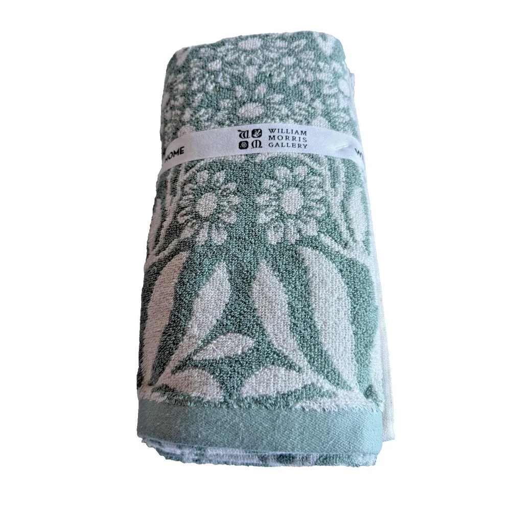 William Morris Michaelmas Daisy Fingertip Towels Set of 2 Green Sage Luxury